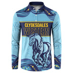 Toowoomba Rugby Custom Button Sweatshirt Go Clydesdales Aboriginal Art - Aussie Hoodie