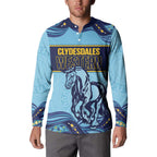 Toowoomba Rugby Custom Button Sweatshirt Go Clydesdales Aboriginal Art - Aussie Hoodie