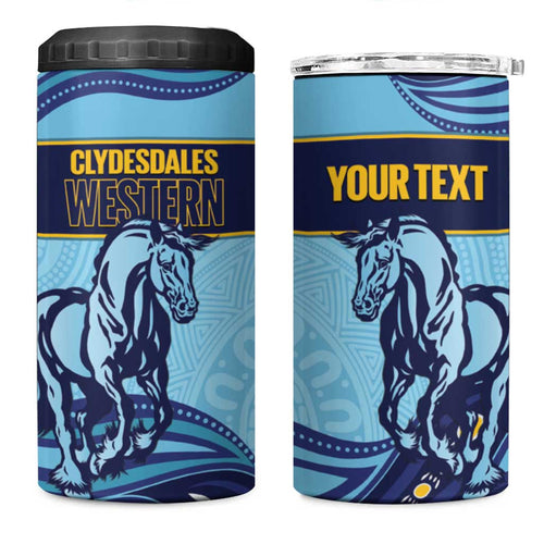 Toowoomba Rugby Custom 4 in 1 Can Cooler Tumbler Go Clydesdales Aboriginal Art - Aussie Hoodie