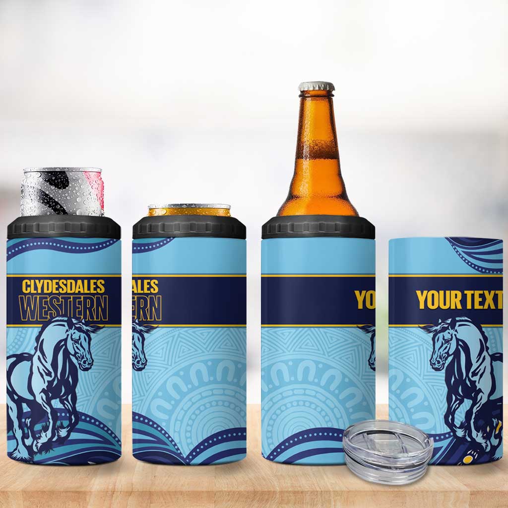 Toowoomba Rugby Custom 4 in 1 Can Cooler Tumbler Go Clydesdales Aboriginal Art - Aussie Hoodie