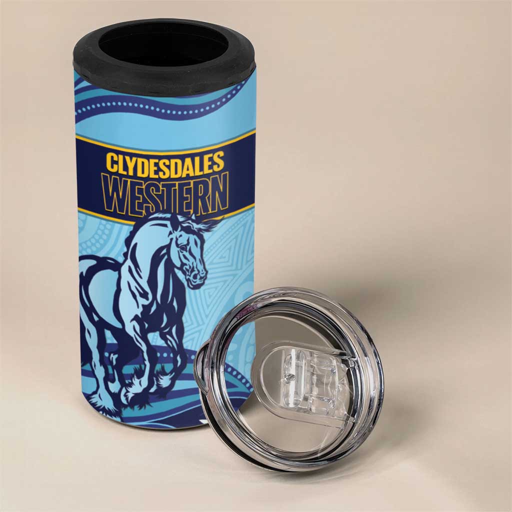 Toowoomba Rugby Custom 4 in 1 Can Cooler Tumbler Go Clydesdales Aboriginal Art - Aussie Hoodie