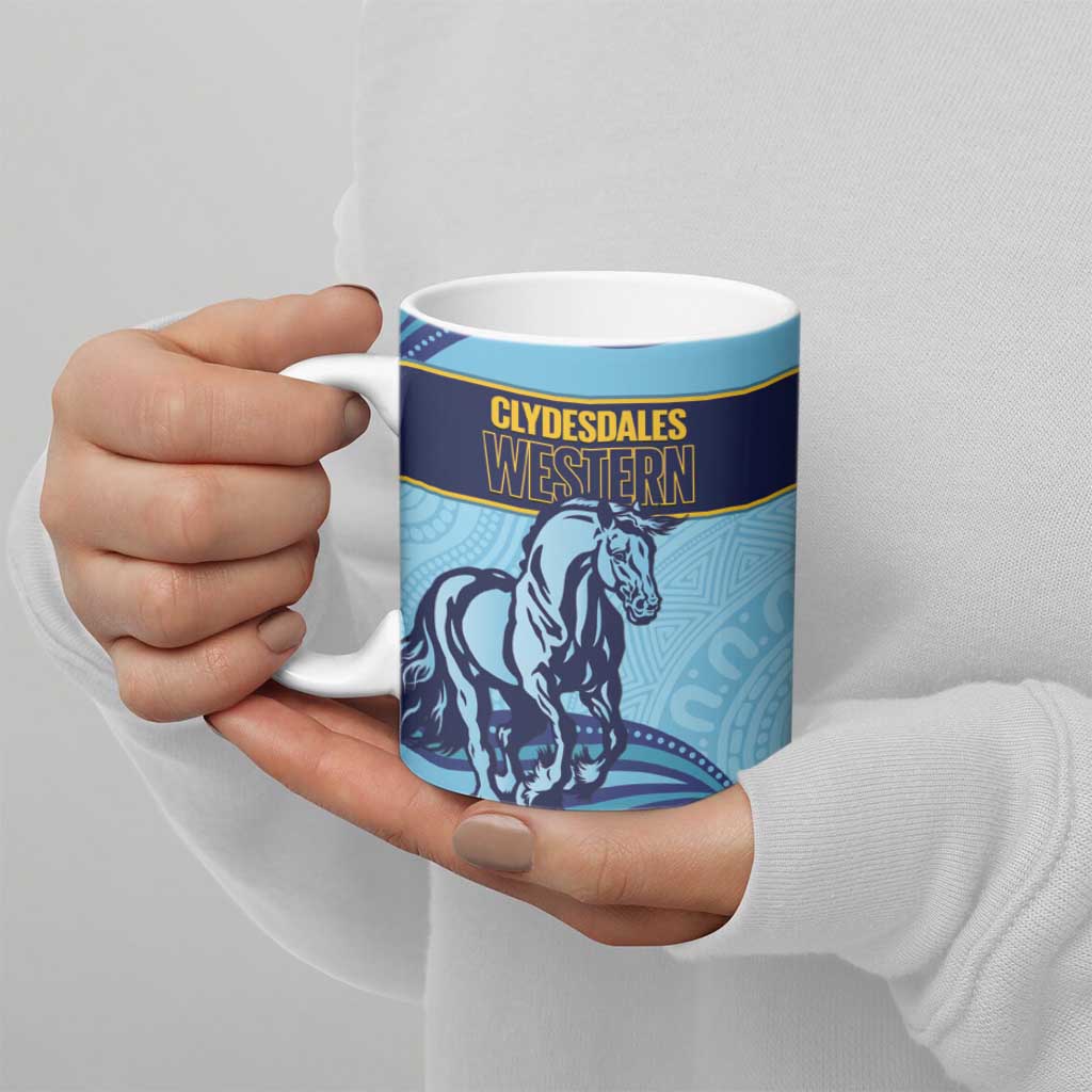 Toowoomba Rugby Custom Ceramic Mug Go Clydesdales Aboriginal Art - Aussie Hoodie