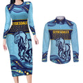 Toowoomba Rugby Custom Couples Matching Long Sleeve Bodycon Dress and Long Sleeve Button Shirt Go Clydesdales Aboriginal Art - Aussie Hoodie