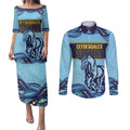 Toowoomba Rugby Custom Couples Matching Puletasi and Long Sleeve Button Shirt Go Clydesdales Aboriginal Art - Aussie Hoodie