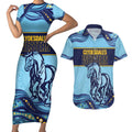 Toowoomba Rugby Custom Couples Matching Short Sleeve Bodycon Dress and Hawaiian Shirt Go Clydesdales Aboriginal Art - Aussie Hoodie