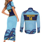 Toowoomba Rugby Custom Couples Matching Short Sleeve Bodycon Dress and Long Sleeve Button Shirt Go Clydesdales Aboriginal Art - Aussie Hoodie