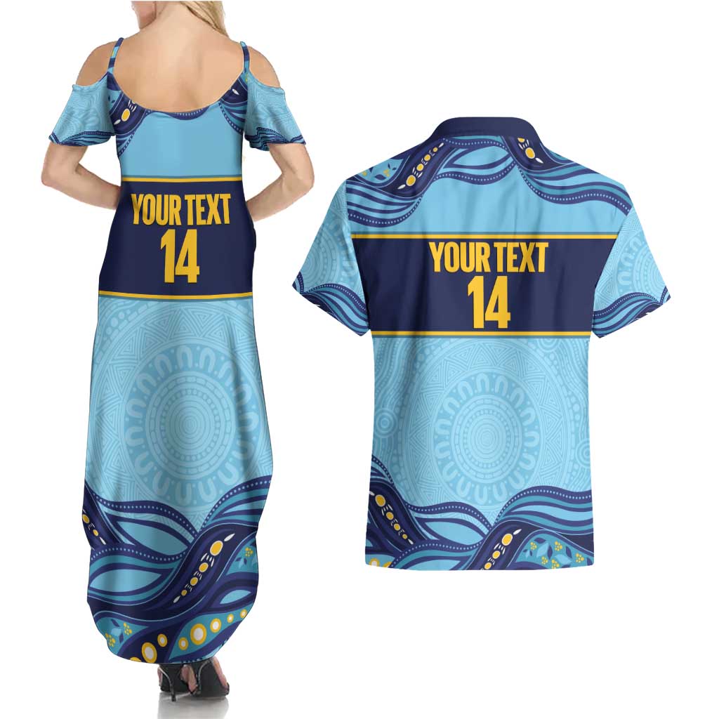 Toowoomba Rugby Custom Couples Matching Summer Maxi Dress and Hawaiian Shirt Go Clydesdales Aboriginal Art - Aussie Hoodie