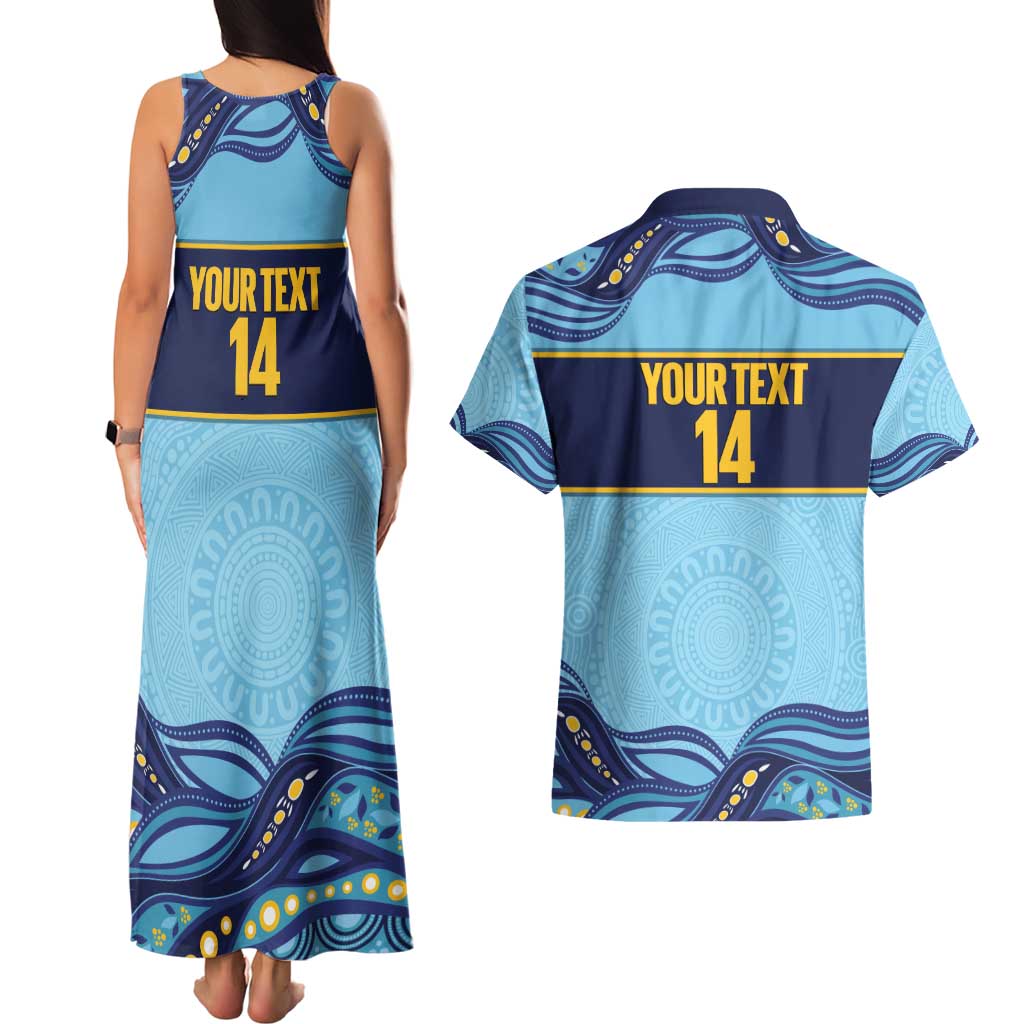 Toowoomba Rugby Custom Couples Matching Tank Maxi Dress and Hawaiian Shirt Go Clydesdales Aboriginal Art - Aussie Hoodie