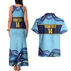Toowoomba Rugby Custom Couples Matching Tank Maxi Dress and Hawaiian Shirt Go Clydesdales Aboriginal Art - Aussie Hoodie