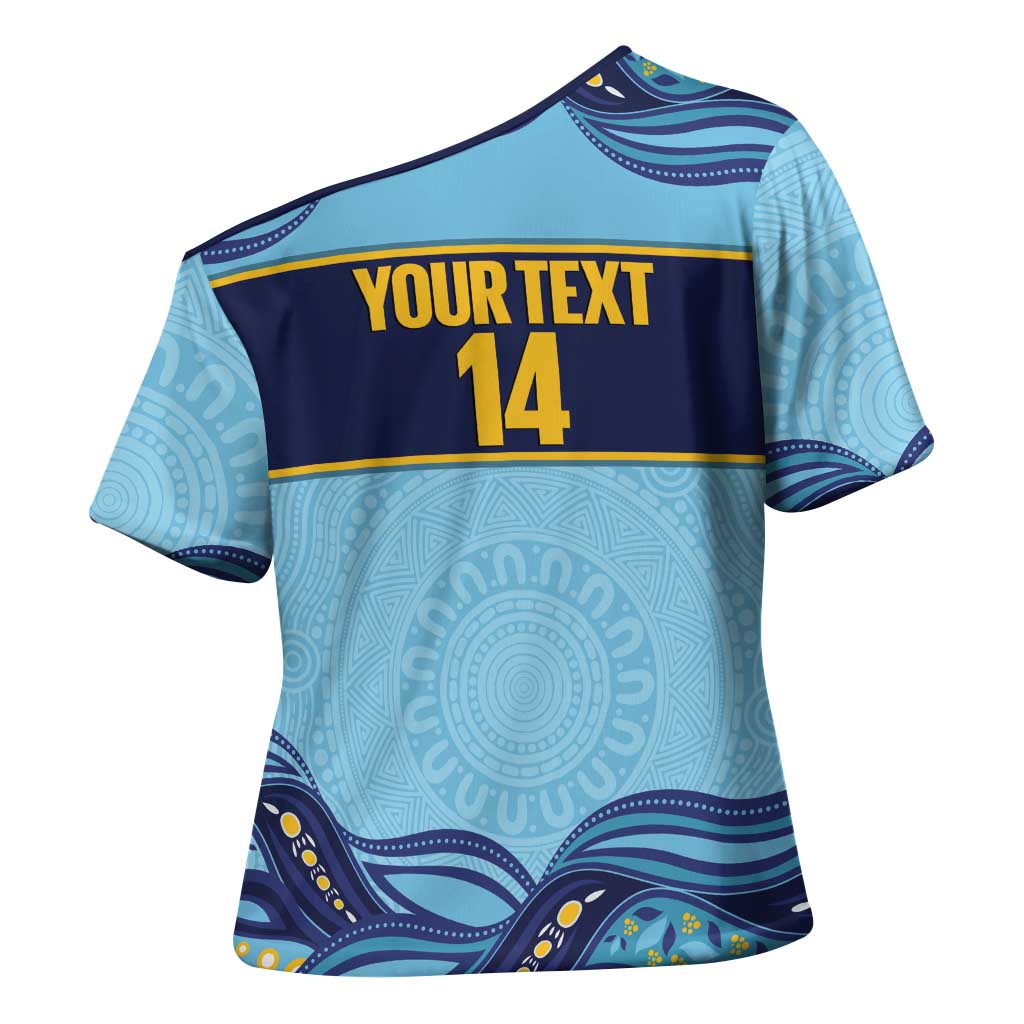 Toowoomba Rugby Custom Cross Shoulder Shirt Go Clydesdales Aboriginal Art - Aussie Hoodie