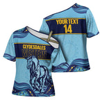 Toowoomba Rugby Custom Cross Shoulder Shirt Go Clydesdales Aboriginal Art - Aussie Hoodie