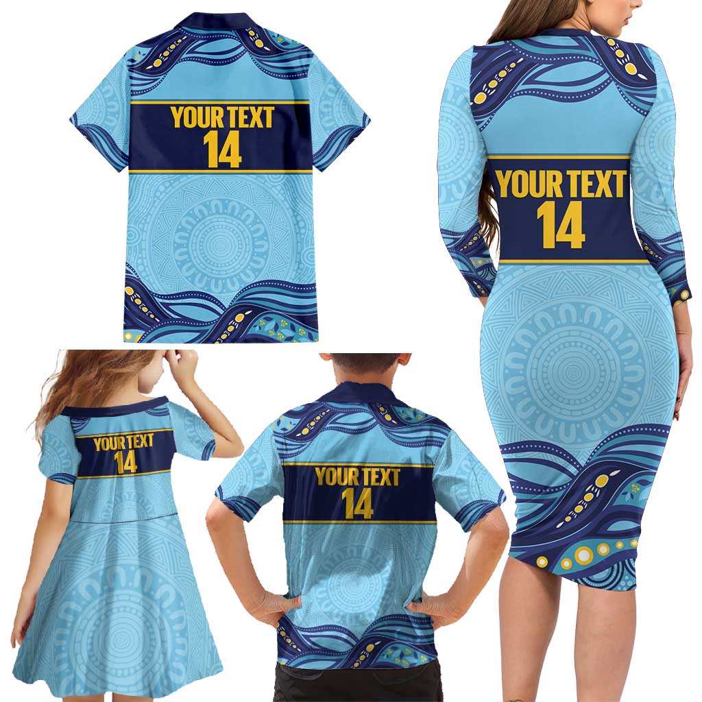 Toowoomba Rugby Custom Family Matching Long Sleeve Bodycon Dress and Hawaiian Shirt Go Clydesdales Aboriginal Art - Aussie Hoodie