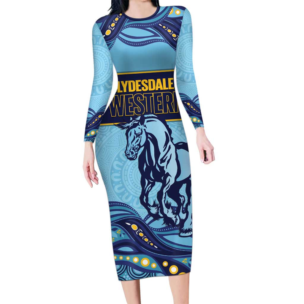 Toowoomba Rugby Custom Family Matching Long Sleeve Bodycon Dress and Hawaiian Shirt Go Clydesdales Aboriginal Art - Aussie Hoodie