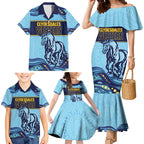 Toowoomba Rugby Custom Family Matching Mermaid Dress and Hawaiian Shirt Go Clydesdales Aboriginal Art - Aussie Hoodie