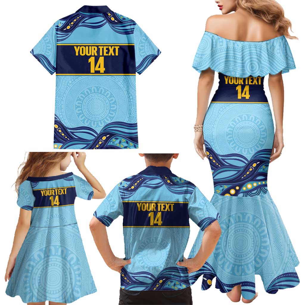 Toowoomba Rugby Custom Family Matching Mermaid Dress and Hawaiian Shirt Go Clydesdales Aboriginal Art - Aussie Hoodie