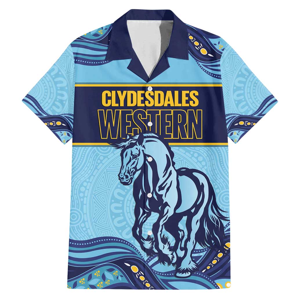 Toowoomba Rugby Custom Family Matching Mermaid Dress and Hawaiian Shirt Go Clydesdales Aboriginal Art - Aussie Hoodie