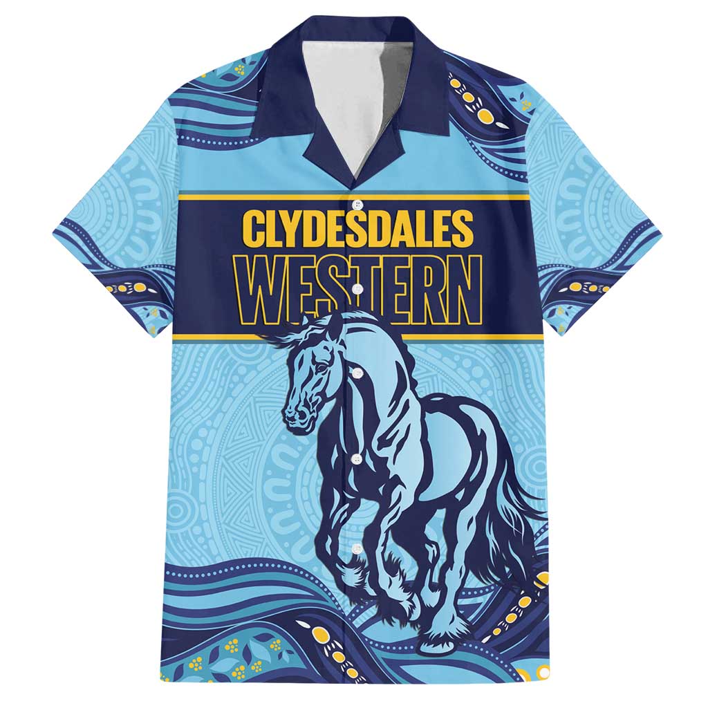 Toowoomba Rugby Custom Family Matching Off Shoulder Maxi Dress and Hawaiian Shirt Go Clydesdales Aboriginal Art - Aussie Hoodie