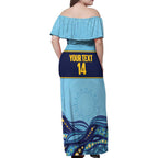 Toowoomba Rugby Custom Family Matching Off Shoulder Maxi Dress and Hawaiian Shirt Go Clydesdales Aboriginal Art - Aussie Hoodie