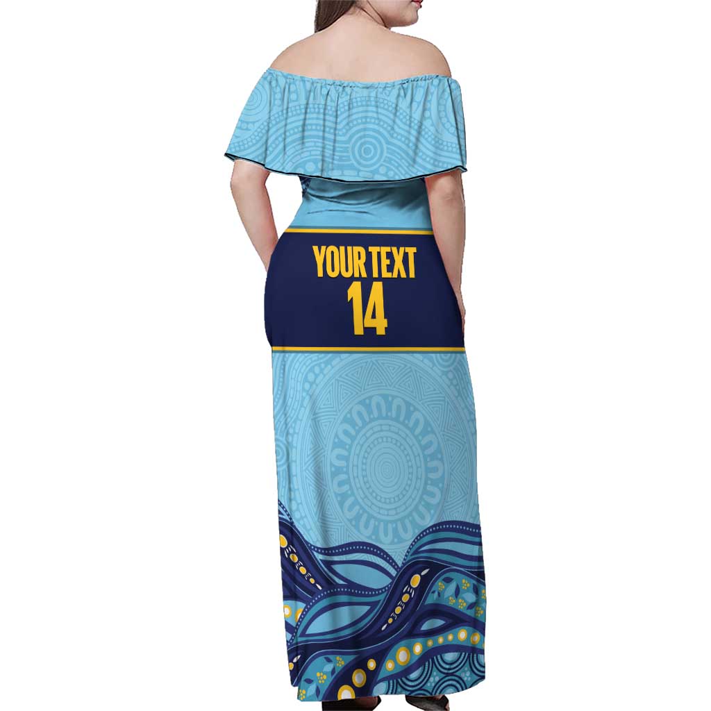 Toowoomba Rugby Custom Family Matching Off Shoulder Maxi Dress and Hawaiian Shirt Go Clydesdales Aboriginal Art - Aussie Hoodie