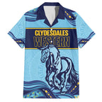 Toowoomba Rugby Custom Family Matching Off Shoulder Short Dress and Hawaiian Shirt Go Clydesdales Aboriginal Art - Aussie Hoodie