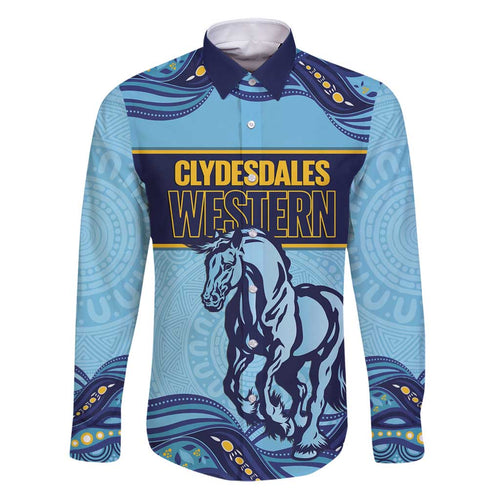 Toowoomba Rugby Custom Family Matching Puletasi and Hawaiian Shirt Go Clydesdales Aboriginal Art - Aussie Hoodie