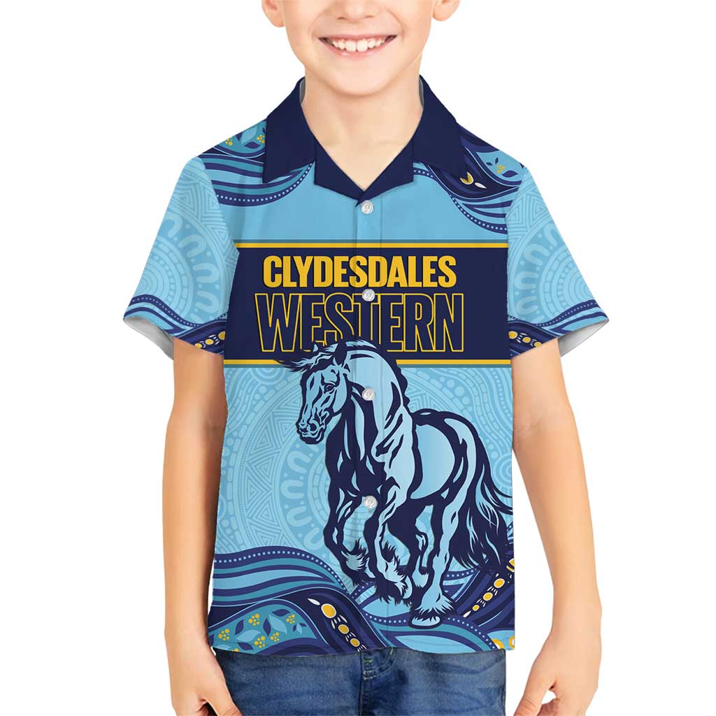Toowoomba Rugby Custom Family Matching Puletasi and Hawaiian Shirt Go Clydesdales Aboriginal Art - Aussie Hoodie