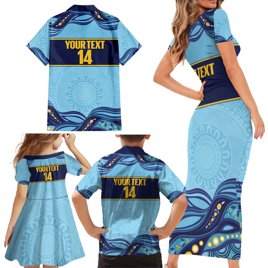 Toowoomba Rugby Custom Family Matching Short Sleeve Bodycon Dress and Hawaiian Shirt Go Clydesdales Aboriginal Art - Aussie Hoodie