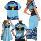 Toowoomba Rugby Custom Family Matching Short Sleeve Bodycon Dress and Hawaiian Shirt Go Clydesdales Aboriginal Art - Aussie Hoodie