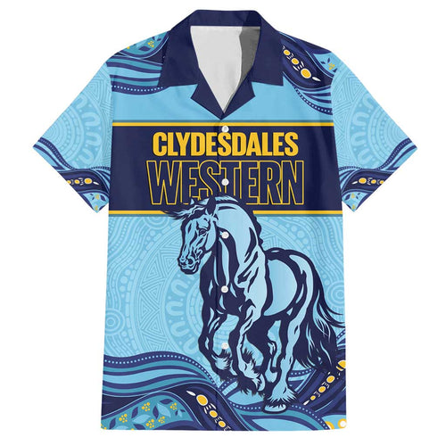 Toowoomba Rugby Custom Family Matching Short Sleeve Bodycon Dress and Hawaiian Shirt Go Clydesdales Aboriginal Art - Aussie Hoodie
