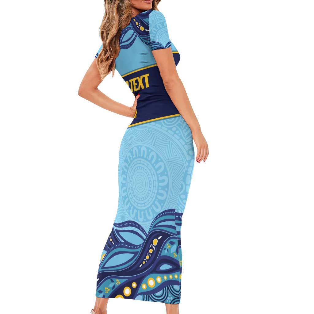 Toowoomba Rugby Custom Family Matching Short Sleeve Bodycon Dress and Hawaiian Shirt Go Clydesdales Aboriginal Art - Aussie Hoodie