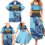 Toowoomba Rugby Custom Family Matching Summer Maxi Dress and Hawaiian Shirt Go Clydesdales Aboriginal Art - Aussie Hoodie