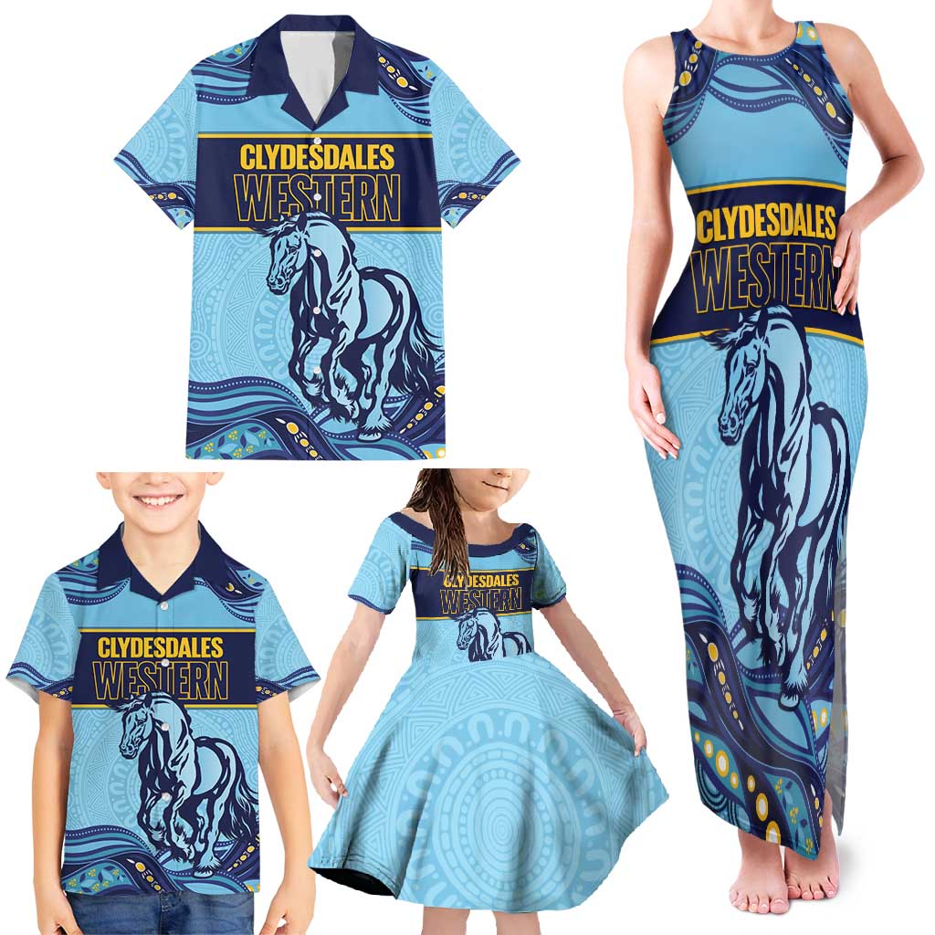 Toowoomba Rugby Custom Family Matching Tank Maxi Dress and Hawaiian Shirt Go Clydesdales Aboriginal Art - Aussie Hoodie