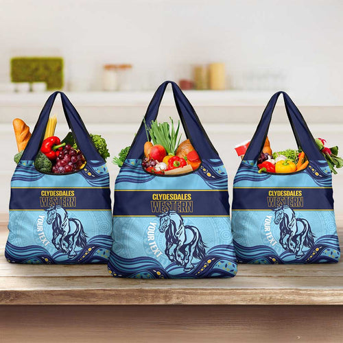 Toowoomba Rugby Custom Grocery Bag Go Clydesdales Aboriginal Art - Aussie Hoodie