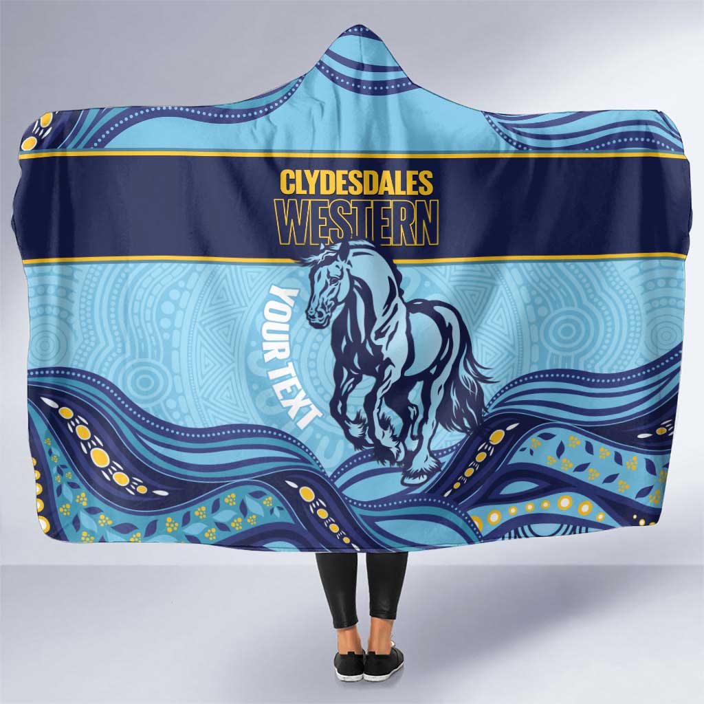 Toowoomba Rugby Custom Hooded Blanket Go Clydesdales Aboriginal Art - Aussie Hoodie