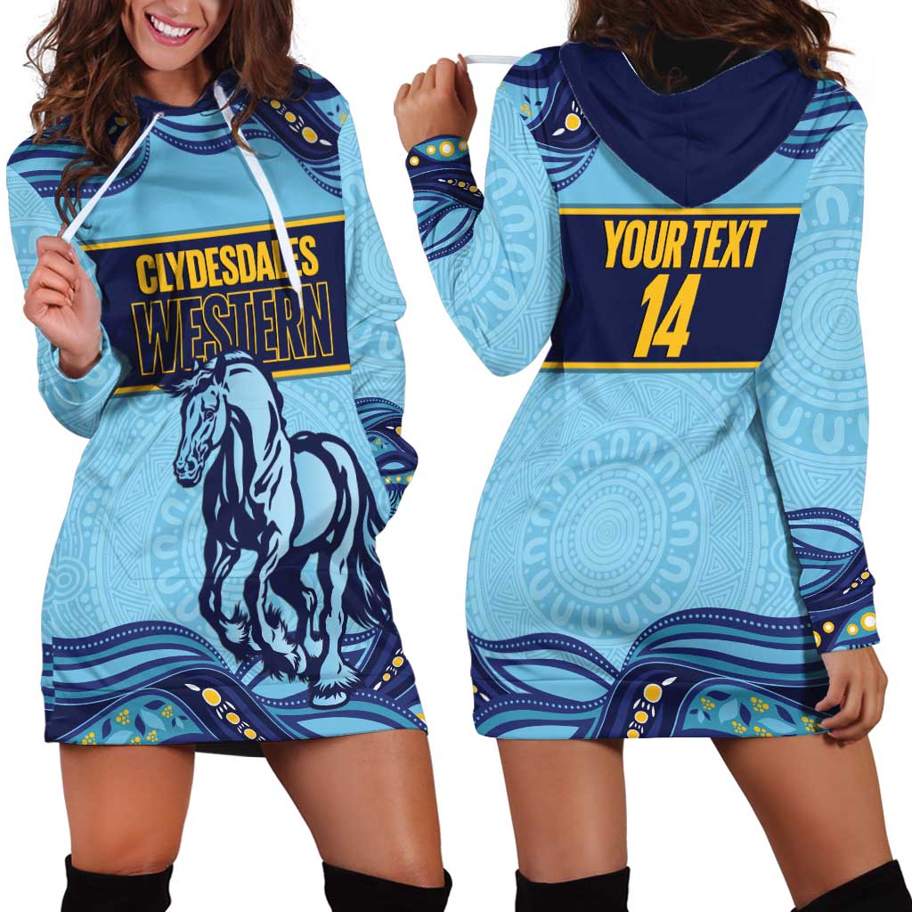 Toowoomba Rugby Custom Hoodie Dress Go Clydesdales Aboriginal Art - Aussie Hoodie