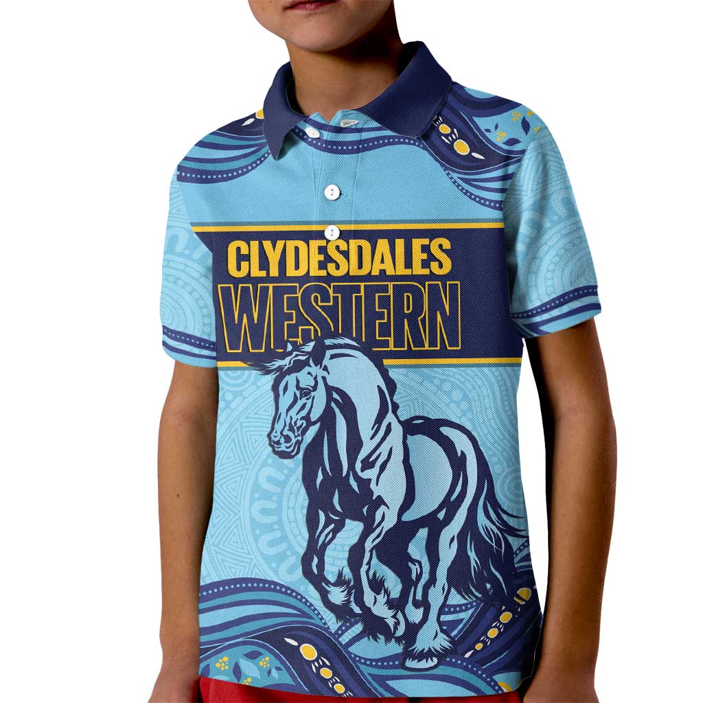 Toowoomba Rugby Custom Kid Polo Shirt Go Clydesdales Aboriginal Art - Aussie Hoodie