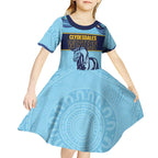 Toowoomba Rugby Custom Kid Short Sleeve Dress Go Clydesdales Aboriginal Art - Aussie Hoodie
