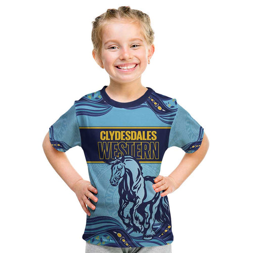 Toowoomba Rugby Custom Kid T Shirt Go Clydesdales Aboriginal Art - Aussie Hoodie