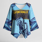 Toowoomba Rugby Custom Kimono Sleeve Blouse Go Clydesdales Aboriginal Art - Aussie Hoodie