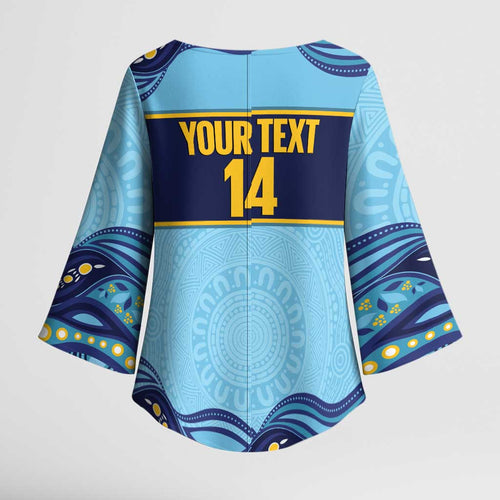 Toowoomba Rugby Custom Kimono Sleeve Blouse Go Clydesdales Aboriginal Art - Aussie Hoodie