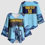 Toowoomba Rugby Custom Kimono Sleeve Blouse Go Clydesdales Aboriginal Art - Aussie Hoodie