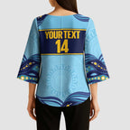 Toowoomba Rugby Custom Kimono Sleeve Blouse Go Clydesdales Aboriginal Art - Aussie Hoodie