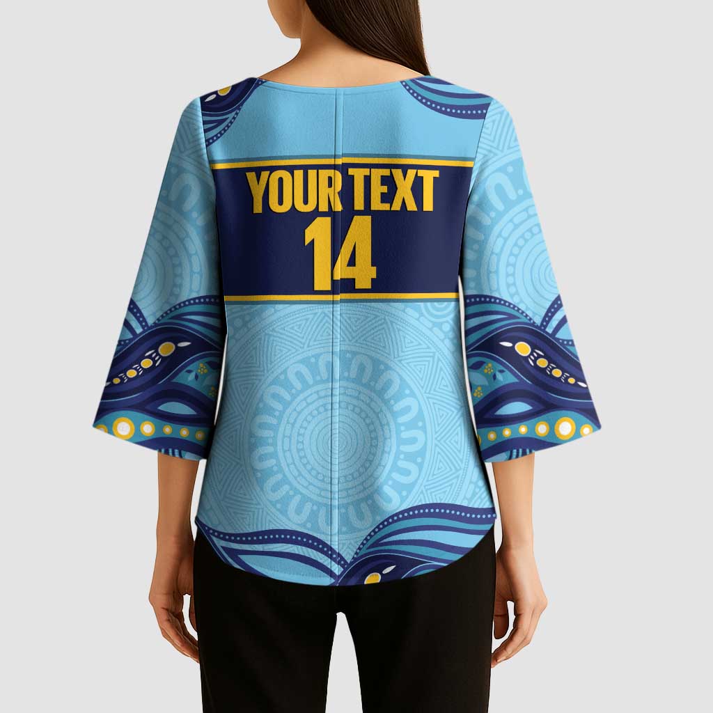 Toowoomba Rugby Custom Kimono Sleeve Blouse Go Clydesdales Aboriginal Art - Aussie Hoodie