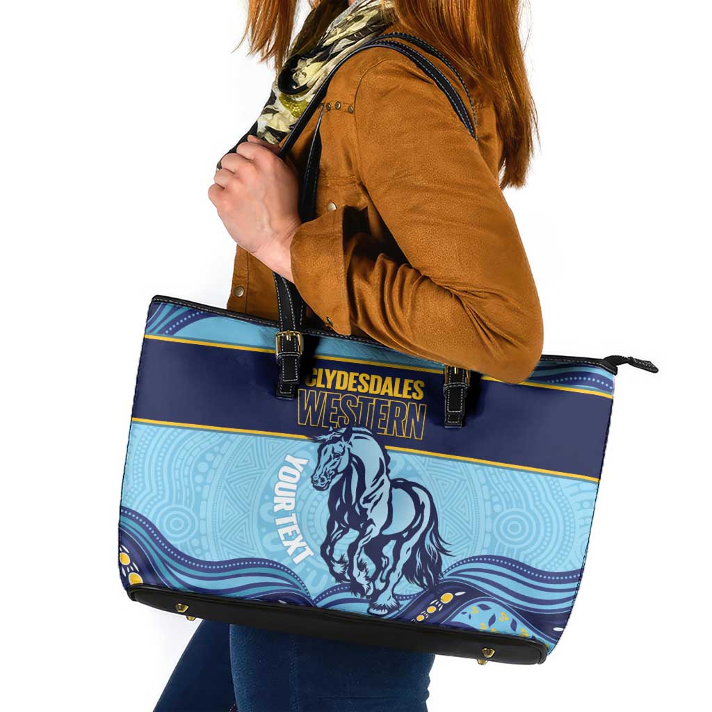 Toowoomba Rugby Custom Leather Tote Bag Go Clydesdales Aboriginal Art - Aussie Hoodie