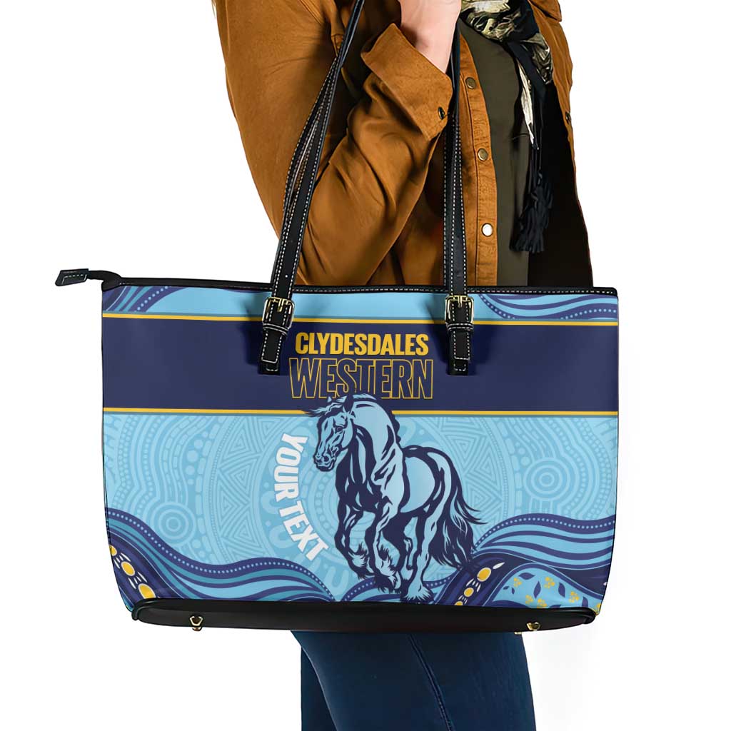 Toowoomba Rugby Custom Leather Tote Bag Go Clydesdales Aboriginal Art - Aussie Hoodie