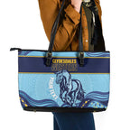 Toowoomba Rugby Custom Leather Tote Bag Go Clydesdales Aboriginal Art - Aussie Hoodie