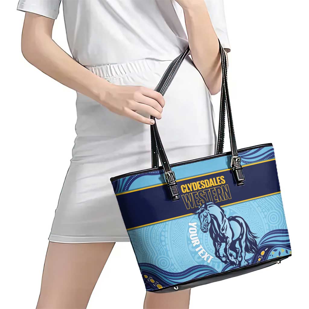 Toowoomba Rugby Custom Leather Tote Bag Go Clydesdales Aboriginal Art - Aussie Hoodie