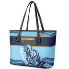 Toowoomba Rugby Custom Leather Tote Bag Go Clydesdales Aboriginal Art - Aussie Hoodie