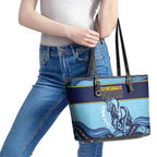 Toowoomba Rugby Custom Leather Tote Bag Go Clydesdales Aboriginal Art - Aussie Hoodie