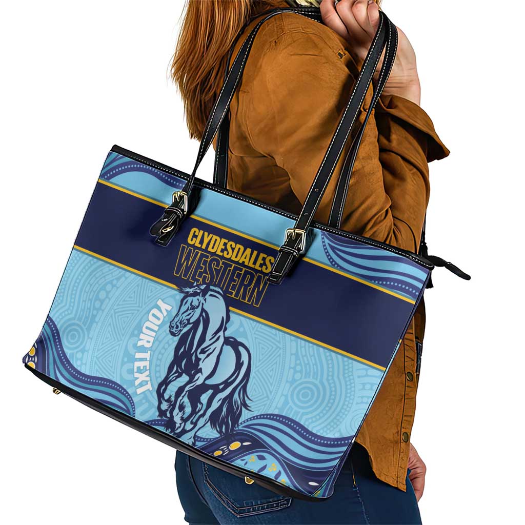 Toowoomba Rugby Custom Leather Tote Bag Go Clydesdales Aboriginal Art - Aussie Hoodie
